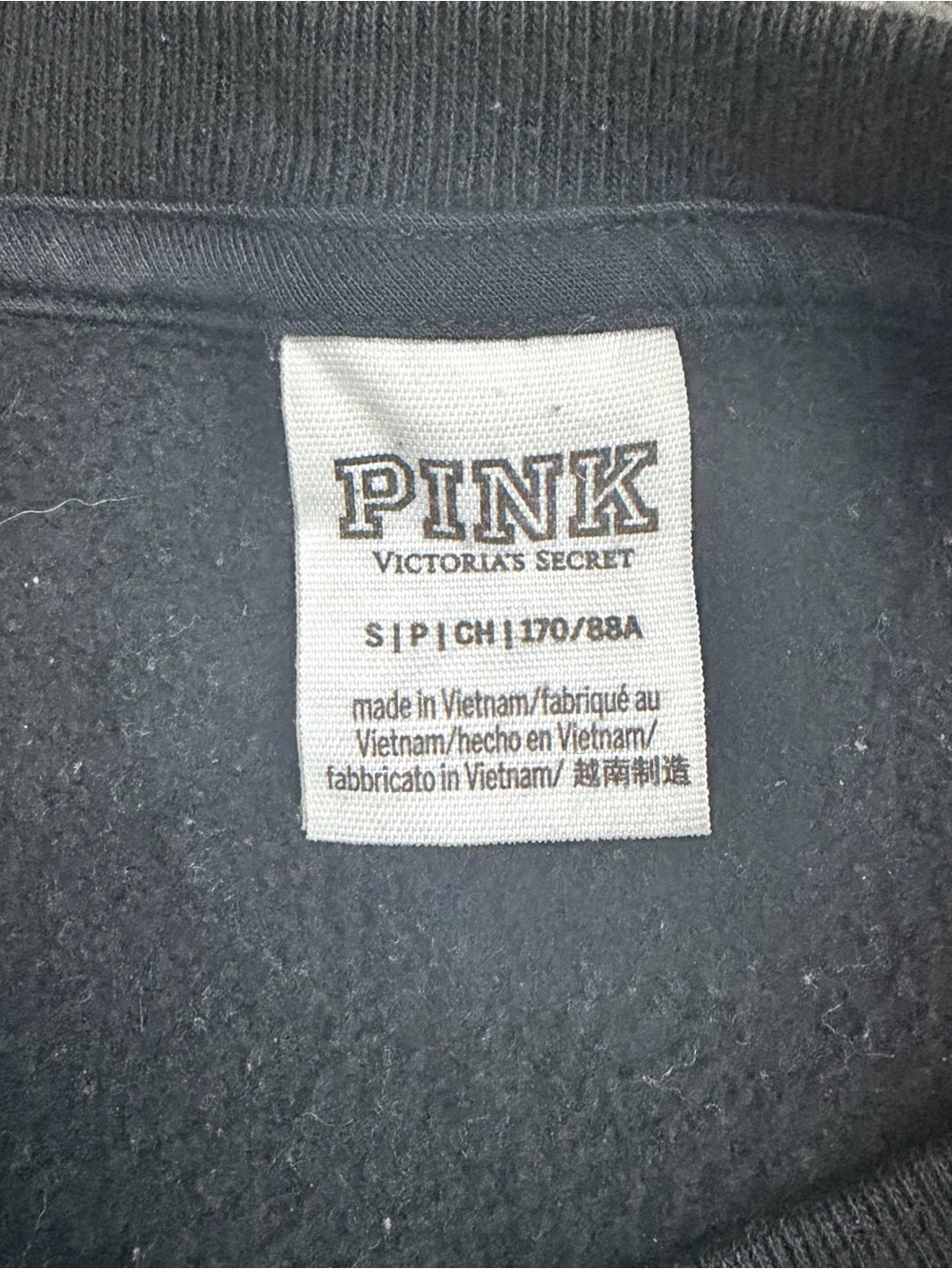 PINK Victoria’s Secret Black Crewneck Sweatshirt Size Small - Picture 4 of 6